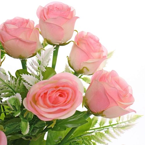 Искусственные цветы Розовый букет 42см 10 цветков розовые_4