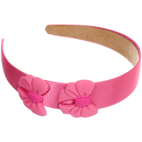 Ободок для волос детский БАМБИ БУМ, бантики, цвет розовый, лавандовый и голубой, 3см_3
