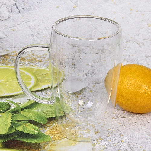 Кружка стеклянная с двойными стенками 450мл Хай-Тек высокая_4