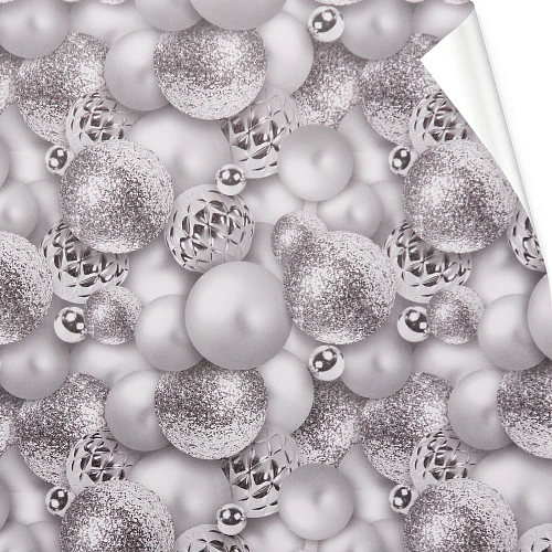 Бумага упаковочная 50х70 см "Волшебные шары", серебро