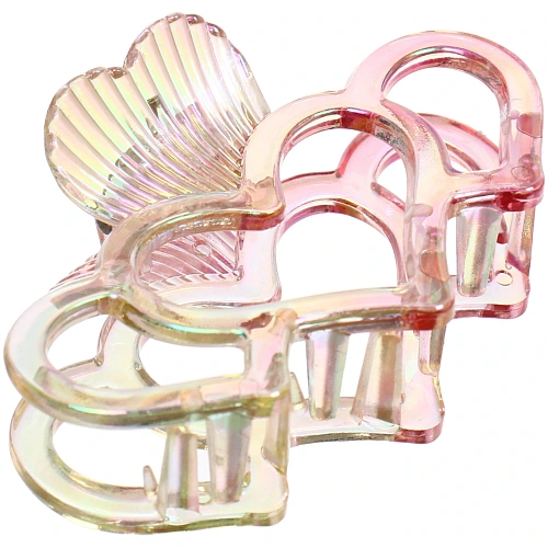 Заколка-краб для волос Мон Пион, сердечки, микс 6 цветов, 9,5см (Блистер)_9