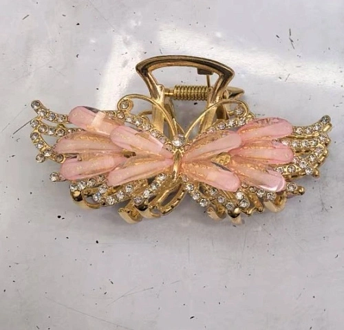 Заколка - краб для волос на блистере "LAVITA", бабочка, цвет серебро и золото, 7,5*3,5см