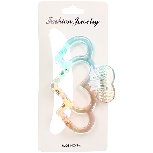 Заколка-краб для волос Мон Пион, сердечки, микс 6 цветов, 9,5см (Блистер)_3