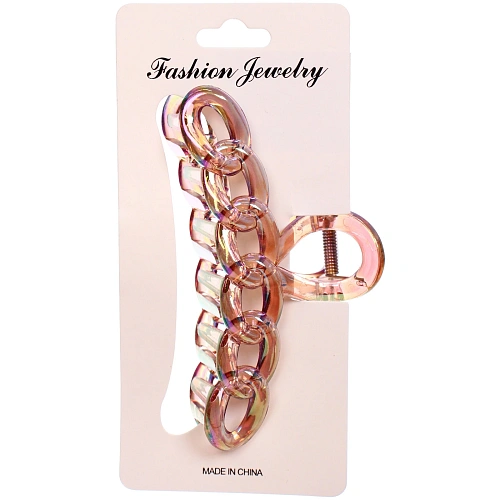 Заколка-краб для волос Мон Пион, цепочка, микс 6 цветов, 11см (Блистер)_4