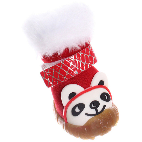 Ботинки зимние для животных МОДНЫЙ БРО, на липучке, цвет красный, размер 1, 4см_4