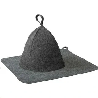 Банный набор из войлока шапка и коврик "Hot Pot", цвет серый