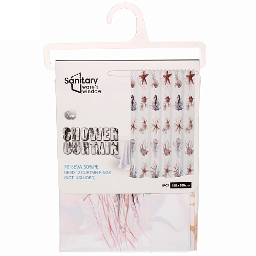 Штора для ванной 180х180 eva Морские жители (без колец)_3