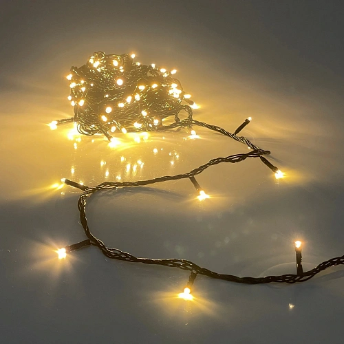 Гирлянда для улицы 20м 240 ламп LED чёрный провод, 8 реж, IP-54, Теплый белый (возможность соединения)