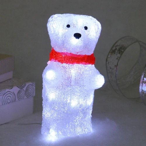 Фигура светодиодная "Мишка-малышка" 12*12*24 см, 20 ламп LED, авторежим, 220V, Белый