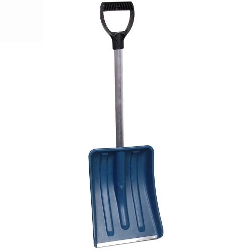 Лопата снеговая "Метель-Авто" 365*280 мм, пластик, цветная, с оцинк.планкой, с алюм.черенком и V-ручкой, d=32