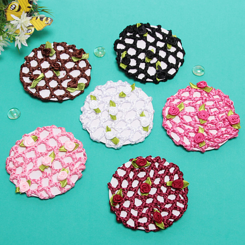 Сетка на пучок Ballet style - Розочки, микс 6 цветов, d-10см_3