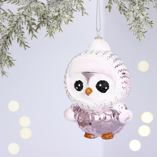 Ёлочная игрушка "Чудной пингвин" 7*5*10 см, Розовый