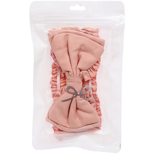 Повязка на голову косметическая ДАЙМОНД РУШ, бантик, цвет белый, пудровый, небесный и лиловый, 207см (ZIP пакет)_4