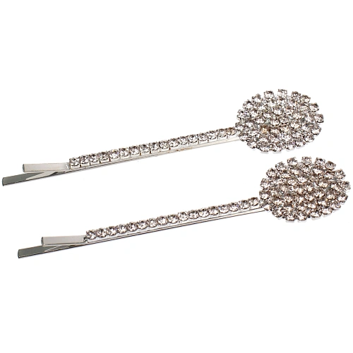 Невидимки для волос 2шт Кристалы Агоры, стразики, цвет серебро, 6,5см (блистер и пакет с подвесом)_6