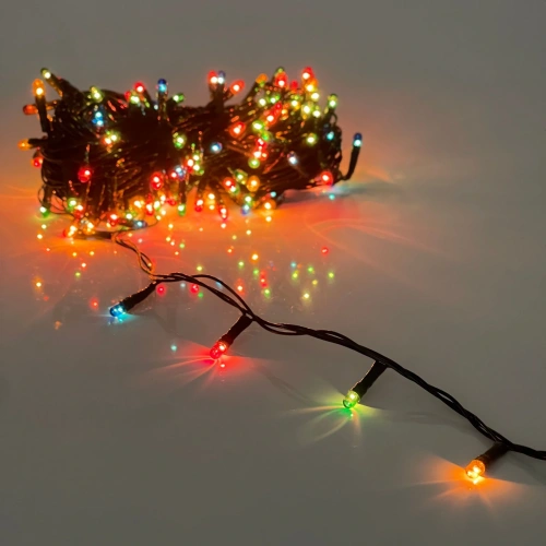 Гирлянда для дома MINI  9м 180 ламп, 8 реж, зеленый провод IP-20, Мультицвет