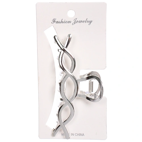 Заколка - краб для волос на блистере PREMIUM, монако, цвет серебро и золото, 10см_6