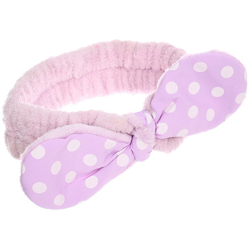 Повязка на голову косметическая ДАЙМОНД РУШ, горошек, цвет лавандовый, пудровый, небесный, 2055см (ZIP пакет)_11