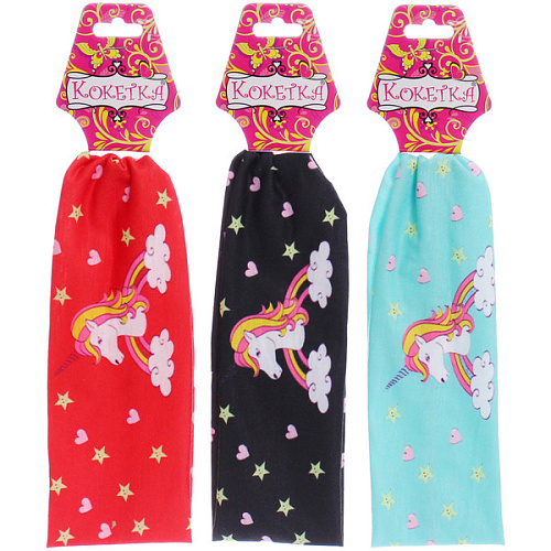 Повязка на голову детская РОЗОВОЕ ОБЛОКО, радуга, микс 6 цветов, 720см (подвес Кокетка)_10