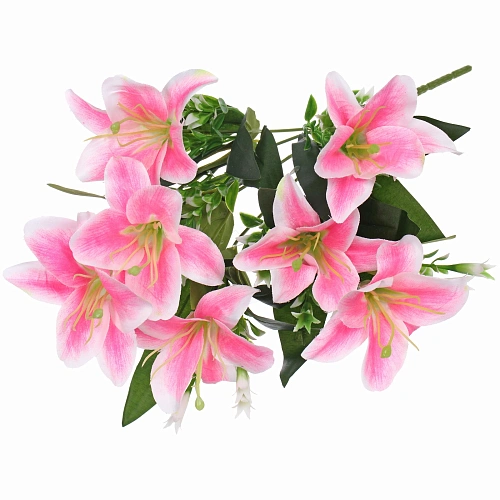 Искусственные цветы "Букет лилий" 35см 7 цветков розовые