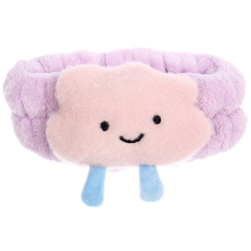 Повязка на голову косметическая ДАЙМОНД РУШ, облачко, цвет сиреневый, пудровый, небесный и серый, 2055см (ZIP пакет)_11