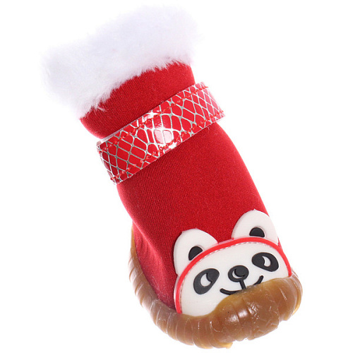 Ботинки зимние для животных МОДНЫЙ БРО, на липучке, цвет красный, размер 5, 6см_4