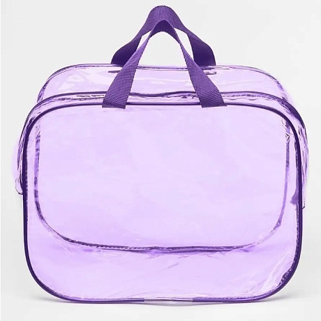 Косметичка прозрачная "MALINKA SHOP", цвет фиолетовый раф, 28*20*15см