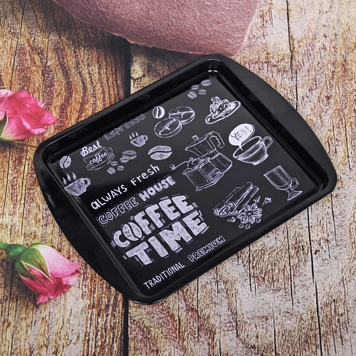 Поднос жестяной Coffee time 24,519,5см, черный_5