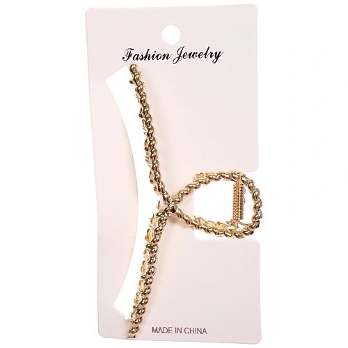 Заколка - краб для волос на блистере PREMIUM, де палма, цвет серебро и золото, 11,5см_4