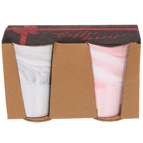 Кружка керамическая 400мл в наборе 2шт Мрамор, высокая_5