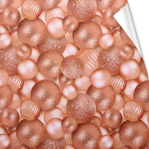 Бумага упаковочная 50х70 см "Волшебные шары",  розовое золото (1 лист)