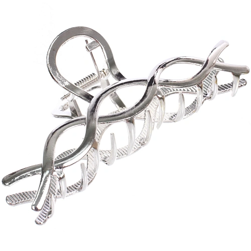 Заколка - краб для волос на блистере PREMIUM, монако, цвет серебро и золото, 10см_5