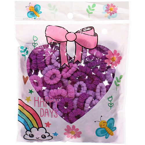 Резинки для волос 100шт МИНДАЛЬ, цвет фиолетовый, d-2см_3