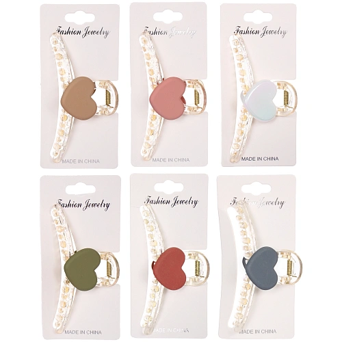 Заколка - краб для волос на блистере "LAVE", шесть цветов в ассортименте, 11см  