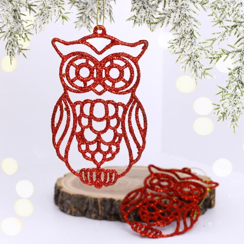 Подвеска "Мудрая сова" 10 см (набор 2 шт), красный