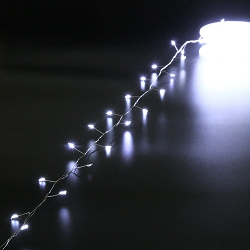 Гирлянда для дома НИТЬ Мишура 40 м 1000 ламп LED, серебрпровод, мерцание, IP-20, 220v, Белый_2