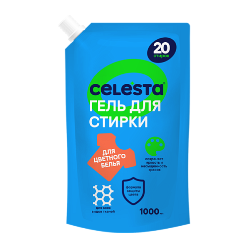 Гель для стирки CELESTA  цветного белья в дойпаке, 1л