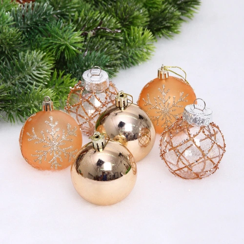 Набор шаров "Очарование" 6 см (в наборе 6 шт), Янтарь