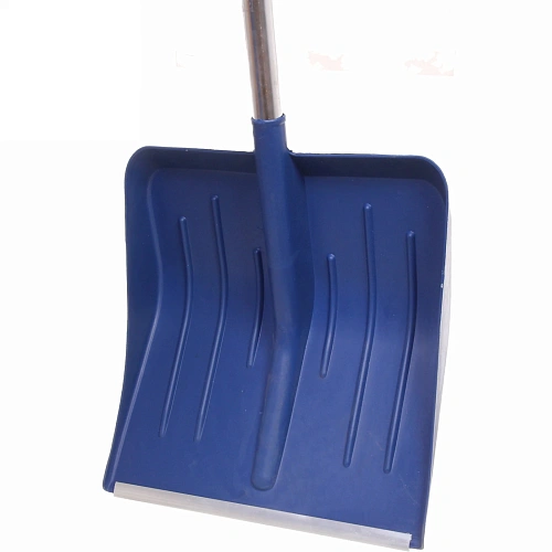 Лопата снеговая пластиковая 410400 мм, цветная, с алюмпланкой, алюмчеренком и V-ручкой, d=32_2