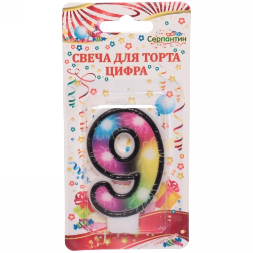 Свеча для торта Цифра Салют "9" 6 см