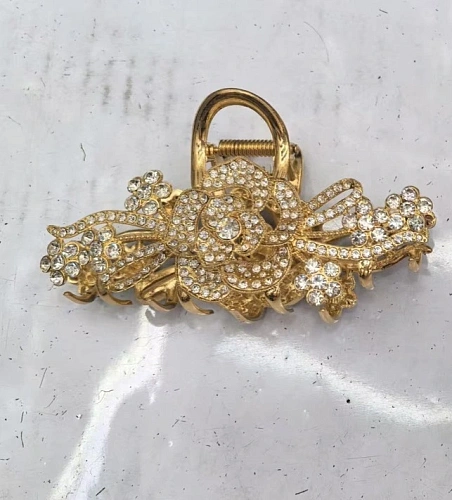 Заколка - краб для волос на блистере "LAVITA", роза, цвет серебро и золото, 10,5*5,5см