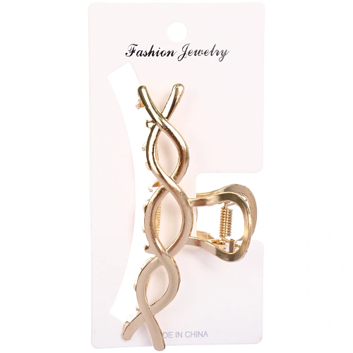 Заколка - краб для волос на блистере PREMIUM, монако, цвет серебро и золото, 10см_4