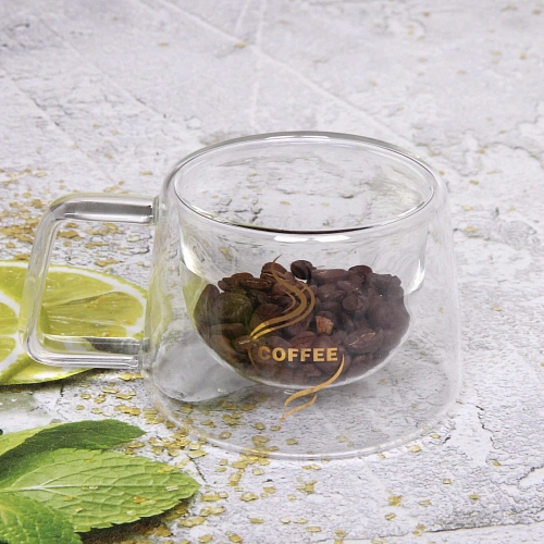 Кружка стеклянная с двойными стенками 200мл Хай-Тек Coffee_3