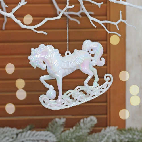 Подвеска "Изящная лошадь" 10*11,5 см, Жемчужный