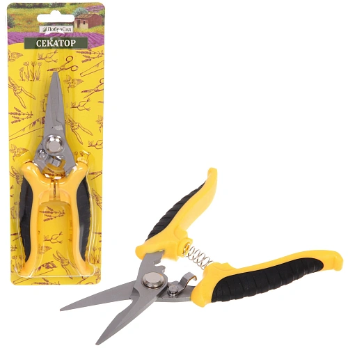 Секатор-ножницы садовые 7" (18см) "Фортуна" пластиковые прорезиненные ручки ДоброСад