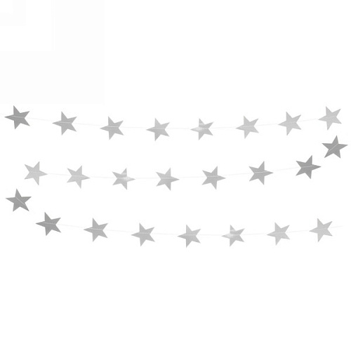 Растяжка "Звёздное сияние" 2,5 м 7 см , (24 штук), серебро, глянец