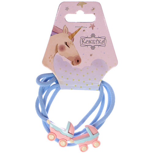 Резинки для волос 2шт МИМИШКА, колясочка, микс 5 цветов, d-5,5см (подвес Единорог)_3