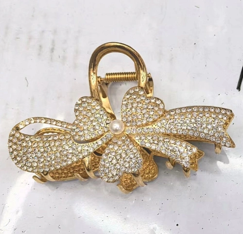 Заколка - краб для волос на блистере "LAVITA", цветочек, цвет серебро и золото, 10,5*6,5см