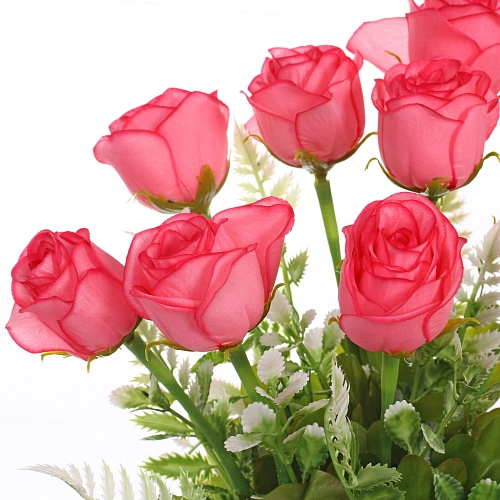 Искусственные цветы Розовый букет 42см 10 цветков темно-розовые_4