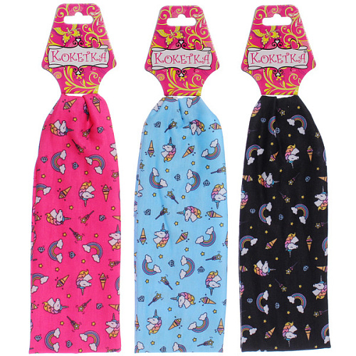 Повязка на голову детская РОЗОВОЕ ОБЛОКО, звездопад, микс 6 цветов, 6,520см (подвес Кокетка)_9