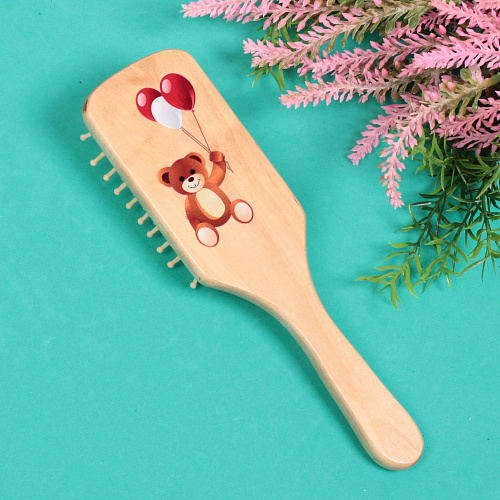 Расческа массажная детская Baby brush Медвежонок, цвет корич, 226,5см_3